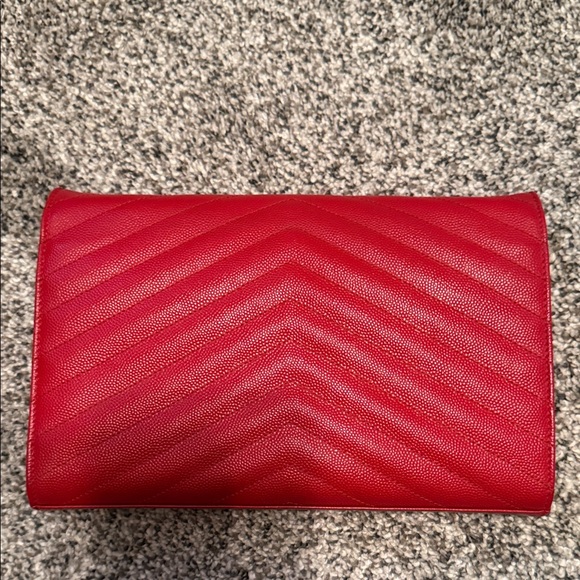 Yves Saint Laurent Vibrant Red Chevron Clutch - Picture 2 of 4